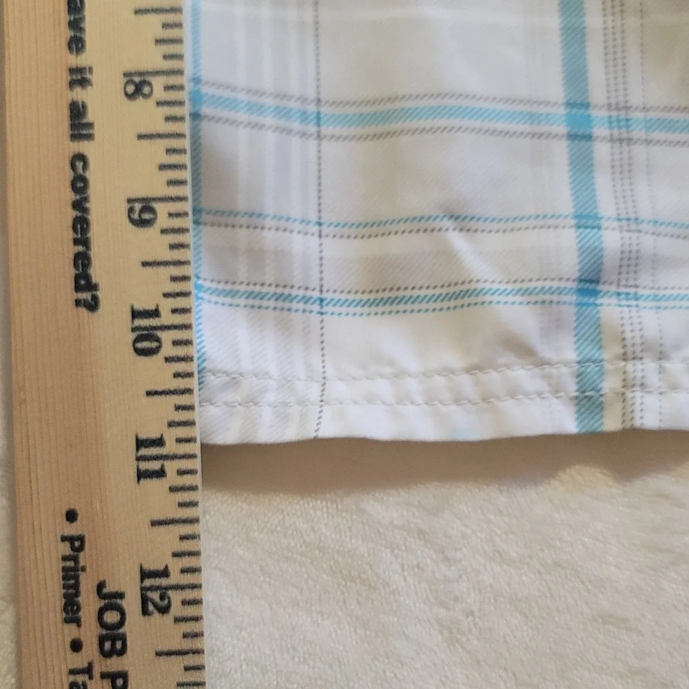 O'Neill Board Shorts Mens 34 White Blue Plaid Cargo Pocket Surf Beach Quick Dry